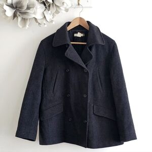 J.Crew Charcoal Wool Cashmere Peacoat Jacket Quilted Lining Womens Size M